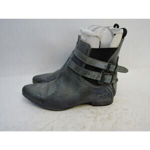 BED STU Womens Size 7 M Blue Leather Chelsea Buckles Ankle Fashion Boots Bootie